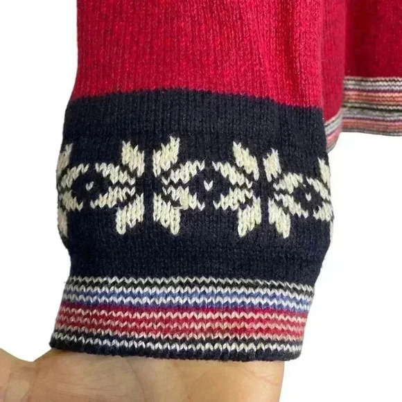 Vintage Christopher & Banks Christmas Sweater snowflake, zipper front  Size M - Picture 7 of 11